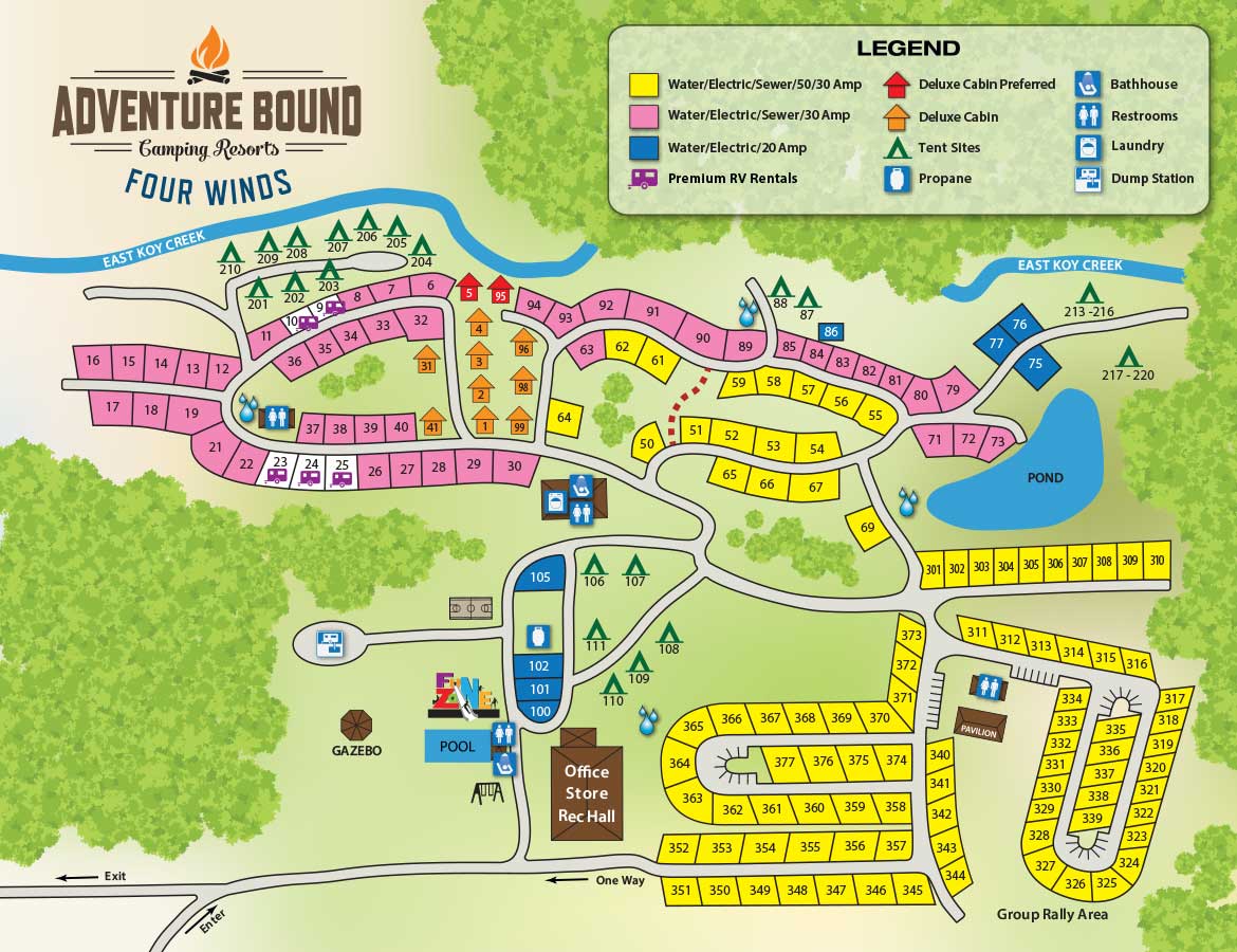 Adventure Bound Four Winds campground map