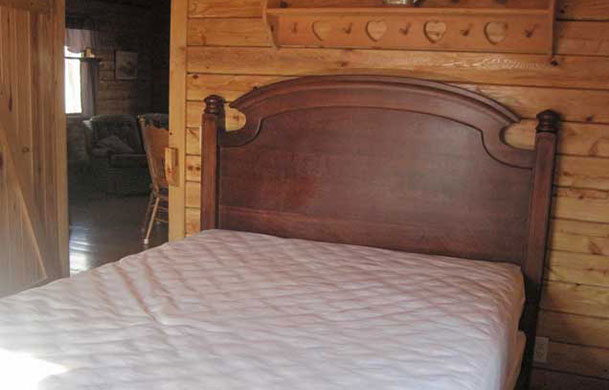 log home rental interior bed