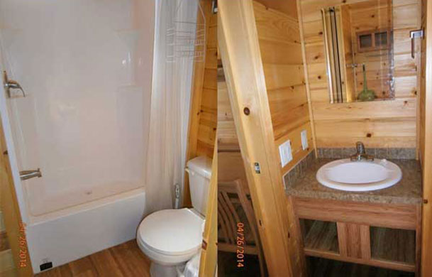 camping cabin rental interior bathroom
