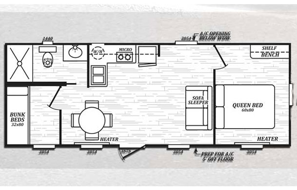 deluxe cabin rental interior floor plan