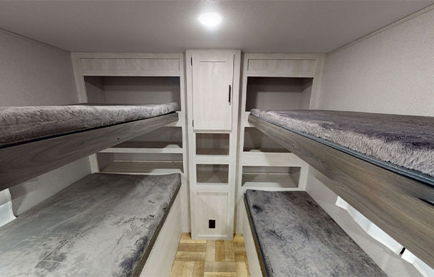 Premium RV rental interior bunkbeds